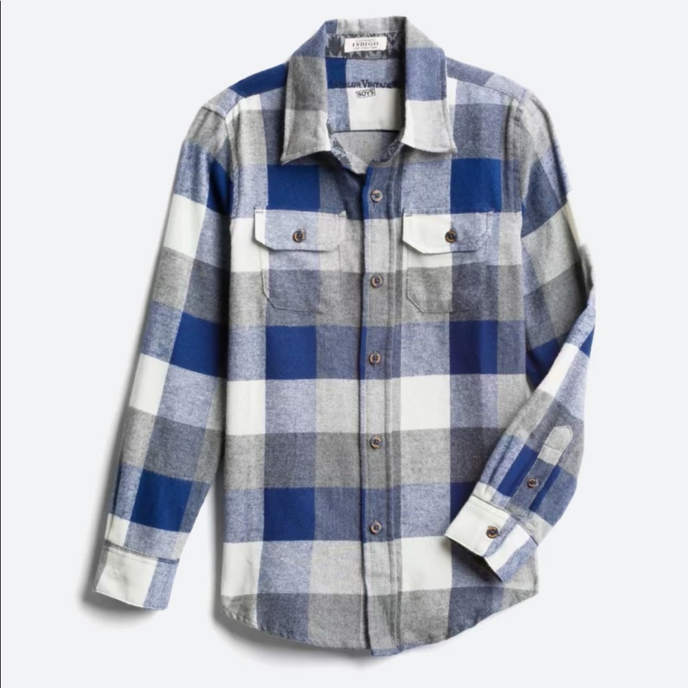 Stitch Fix SZ 6/7 Long Sleeve Flannel Button Up Shirt- Blue
